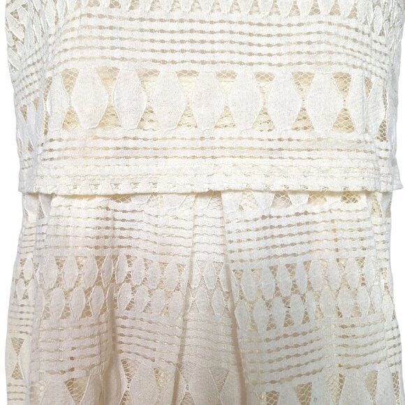 Net Cream Crochet Lace A Line Dress Size 6 - Picture 2 of 5
